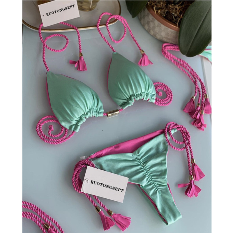 Women's Swimwear Push Up Bikini Mujer Set High Waist Triangle Bandage Swimsuit Swiming Bathing Suit Women Biquini Mulher