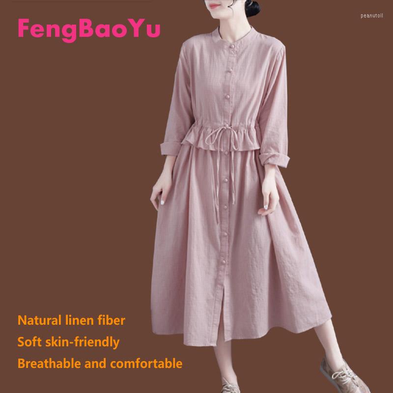 Casual Dresses Fengbaoyu Linen Spring Autumn Lady's Long-sleeved Dress With Waist Buckle Medium-length Cotton Skirt Lotus Leaf Edge, Light brown
Casual Dresses Fengbaoyu Linen Spring Autumn Lady's Long-sleeved Dress With Waist Buckle Medium-length Cotton Skirt Lotus Leaf Edge, Light brown