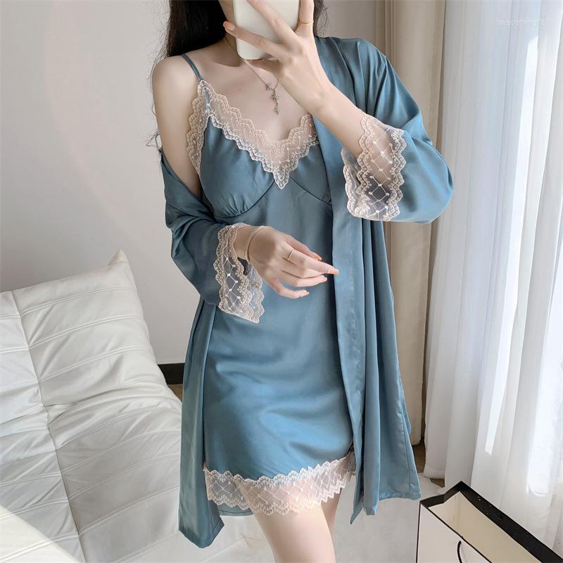 Women's Sleepwear Jxgarb Satin Women's Nightgown Robe Pajama Sets Suits Set Lace Nightwear Woman 2 Pieces Wedding Bathrobe For Women, Black
Women's Sleepwear Jxgarb Satin Women's Nightgown Robe Pajama Sets Suits Set Lace Nightwear Woman 2 Pieces Wedding Bathrobe For Women, Black
