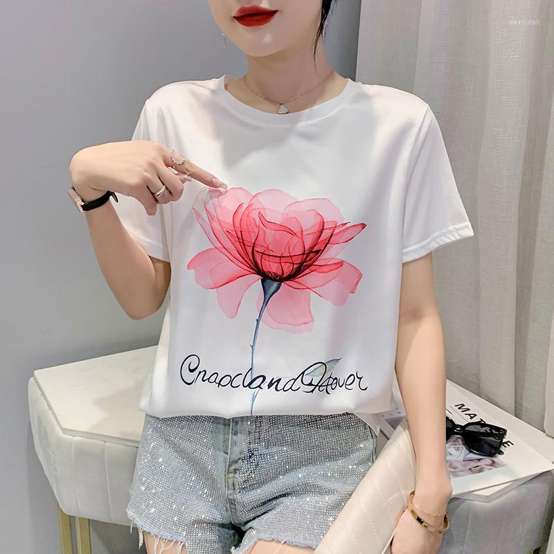 Women' T Shirts 2023 Arrival Summer European Clothes Cotton T-Shirt Chic Sexy O-Neck Print Flower Women Short Sleeve Tops Basic Tees 32377, White
Women' T Shirts 2023 Arrival Summer European Clothes Cotton T-Shirt Chic Sexy O-Neck Print Flower Women Short Sleeve Tops Basic Tees 32377, White