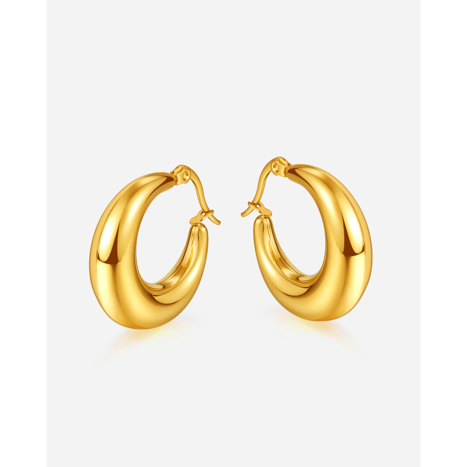 Gold-Plated Stainless Steel Earring Hoops For Women Mens Charming Jewelry 25mm Size Family Gifts n813