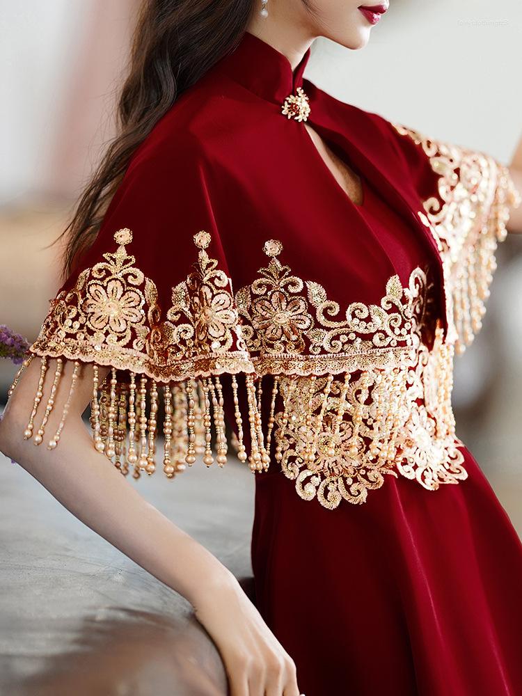 Ethnic Clothing Burgundy Applique Oriental Style Banquet Dresses Chinese Vintage Traditional Wedding Cheongsam Elegant Tassel Evening Party
Ethnic Clothing Burgundy Applique Oriental Style Banquet Dresses Chinese Vintage Traditional Wedding Cheongsam Elegant Tassel Evening Party