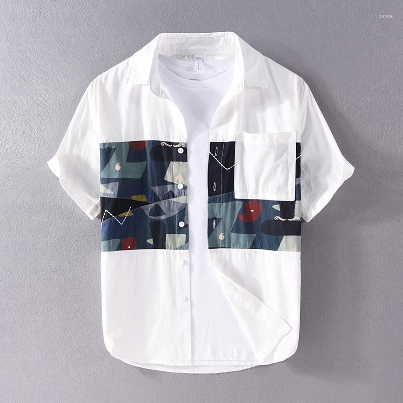 Men's Casual Shirts Designer Short-sleeve Patchwork Cotton Brand For Men Fashion Tops Clothing Camisa Masculina Drop, White
Men's Casual Shirts Designer Short-sleeve Patchwork Cotton Brand For Men Fashion Tops Clothing Camisa Masculina Drop, White