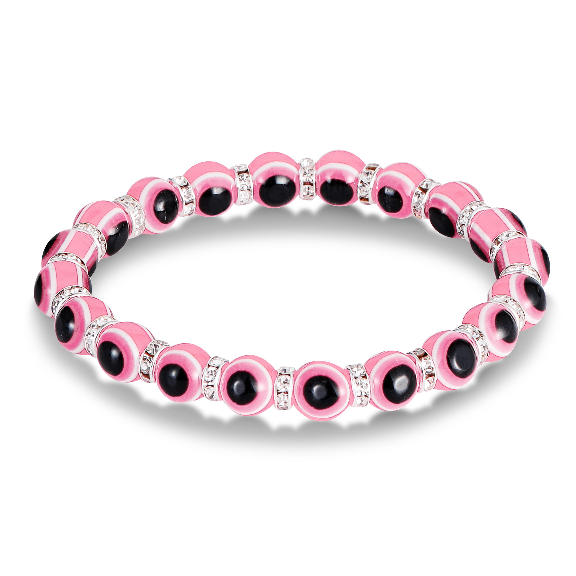 Colorful Turkish Blue Evil Eye 8mm Red Blue Eyes Beads Handmade Elasticity Bracelet for Men Women Yoga Reiki Jewelry