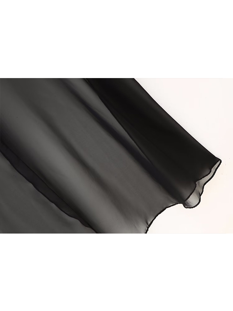 Two Piece Dress TRAF Fashion Women Asymmetric Tulle Cape Coats 2023 Summer Thin Solid Loose Tops Long Cloak Custom Shawls 230609