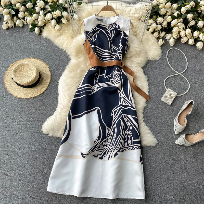 Basic Casual Dresses Fashion Women Dress Summer Sleeveless O-Neck Slim Bandage Long Dresses For Women Chic Sundresses 230608