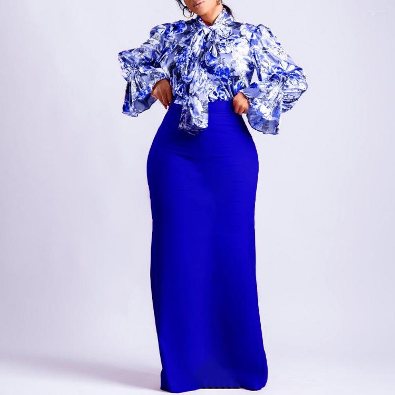Skirts Two Piece Set Summer Women OL Skirt Sets Sexy Casual Commuter Elegant Print Lace-up Shirt Long Slim 2 Outfits, Blue
Skirts Two Piece Set Summer Women OL Skirt Sets Sexy Casual Commuter Elegant Print Lace-up Shirt Long Slim 2 Outfits, Blue