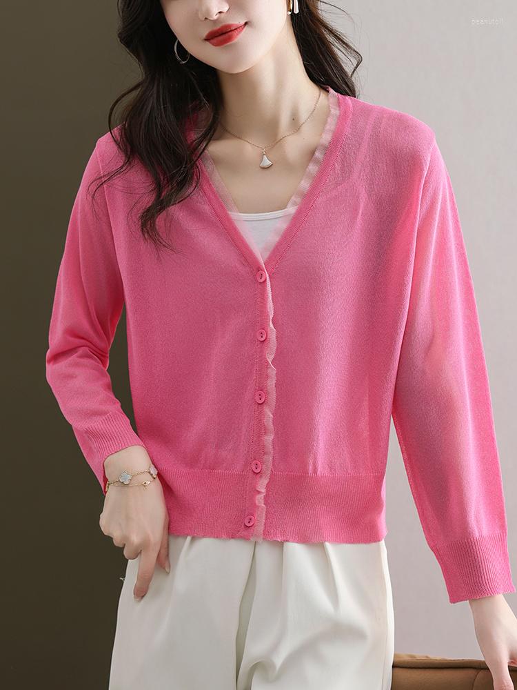Women's Knits Sweater Women Spring Summer Thin Cardigan Solid Knitwear V Neck Single Breasted Cardigans, Pink
Women's Knits Sweater Women Spring Summer Thin Cardigan Solid Knitwear V Neck Single Breasted Cardigans, Pink