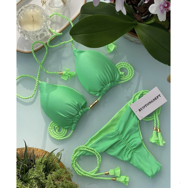 Womens Swimwear High Waist Push Up Bikini Set Female Bandeau Swimsuit Women Bathing Swim Suit Biquini Mulher Traje De Ba o Mujer 230608