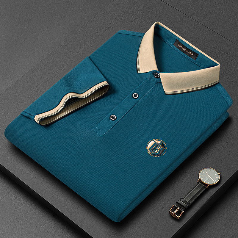 Men's Summer Polo Shirts with Diamond Embroidery - Short-Sleeved Cotton Blend Top R241008
