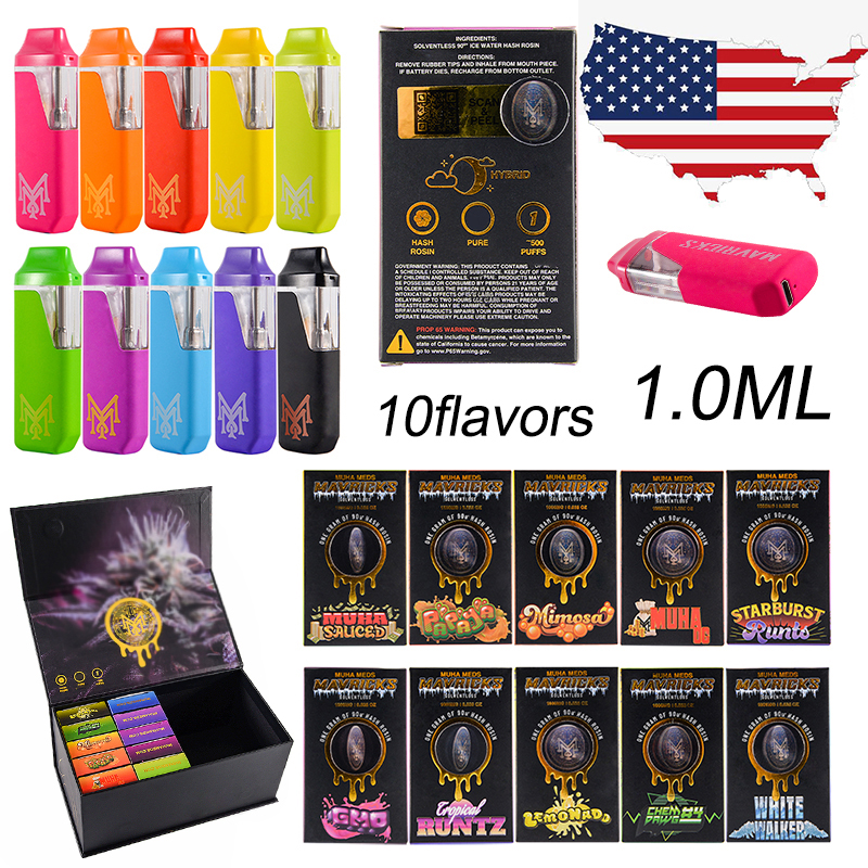 USA Local Warehouse Muha Meds 1ML Mavricks Disposables Vapes E cigarettes Rechargeable 240MAH Battery Vape Pens Empty
USA Local Warehouse Muha Meds 1ML Mavricks Disposables Vapes E cigarettes Rechargeable 240MAH Battery Vape Pens Empty
