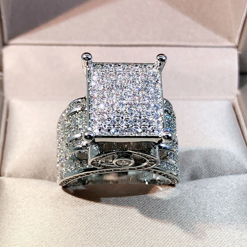 Wedding Rings 925 sterling silver high quality white zircon diamond ring geometric threedimensional diversified suitable for couple 230608