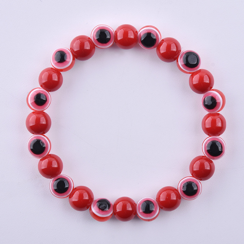 Colorful Turkish Evil Eye Bracelets 8mm Red Blue Eyes Beads Handmade Elasticity Bracelet for Men Women Yoga Reiki Jewelry