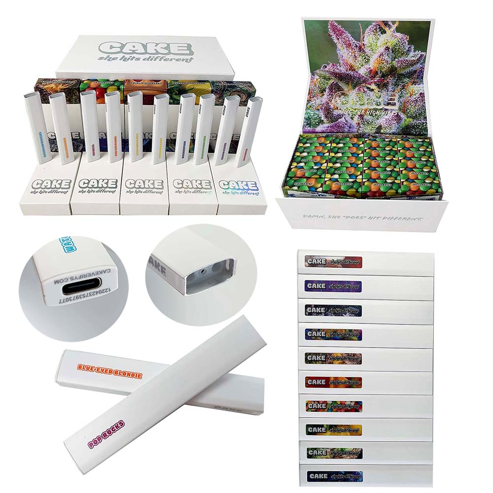 Popular 6th Gen Cake Disposable Vape Pen E-Cigarettes 280mAh Rechargeable Battery 1.0 Gram Vapes Cartridges 1ml Empty Carts Vaporizer Pods with packaging
Popular 6th Gen Cake Disposable Vape Pen E-Cigarettes 280mAh Rechargeable Battery 1.0 Gram Vapes Cartridges 1ml Empty Carts Vaporizer Pods with packaging