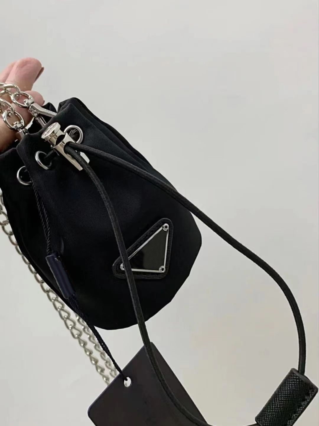 Mobile phone women's crossbar mini bag long chain shoulder strap Messenger Bag Drawstring classic handbag barrel waist key ring
