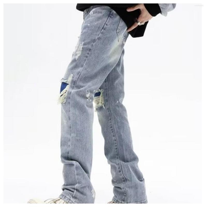 Men's Jeans Ripped Y2k Streetwear Pants Men Trousers Slim Harajuku Man Hip Hop Men's Fashion Baggy Grunge Trendyol Stacked Clothing