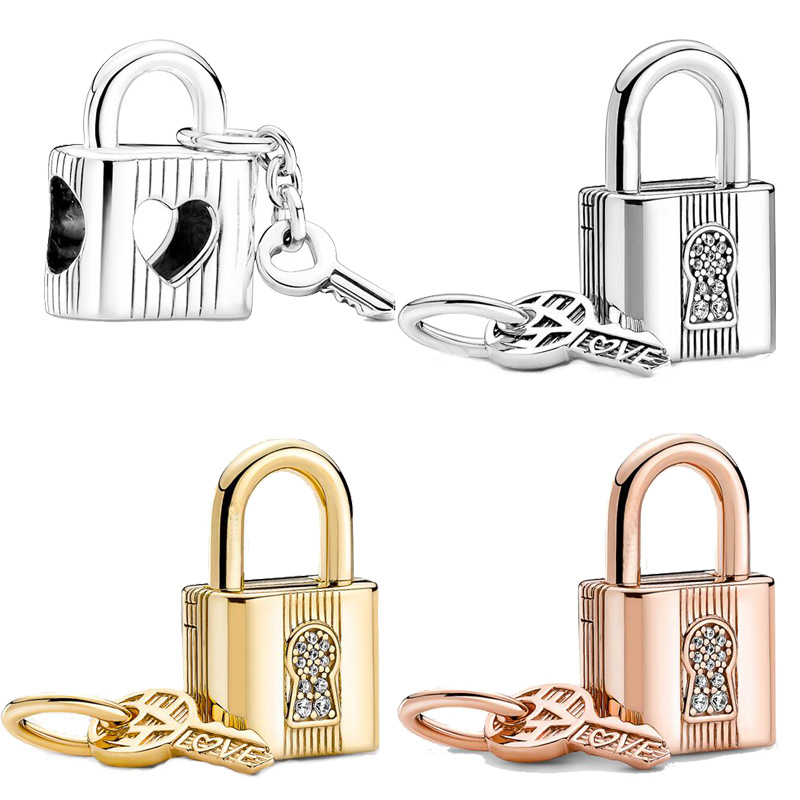Pandora-925 Sterling Silver Dangle Charms Love Lock, Key Lock, Three Color Jewelry Accessories Ornament Adjustable Pull Bracelet Bead, Free Pandora Box Upon Purchase
Pandora-925 Sterling Silver Dangle Charms Love Lock, Key Lock, Three Color Jewelry Accessories Ornament Adjustable Pull Bracelet Bead, Free Pandora Box Upon Purchase