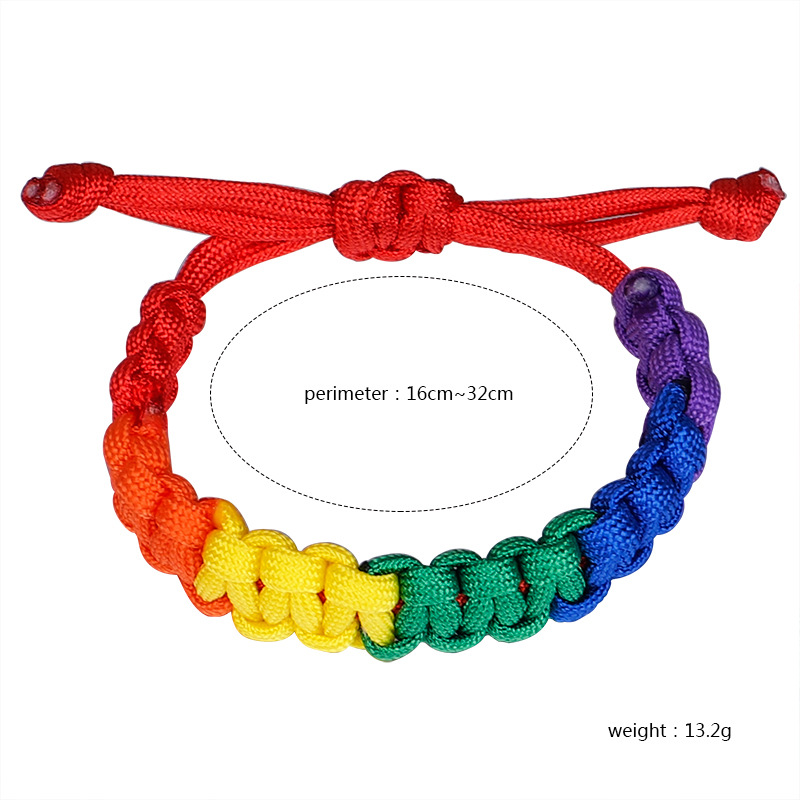 Handmade Adjustable Rainbow Paracord Bracelet for Men Women Gift