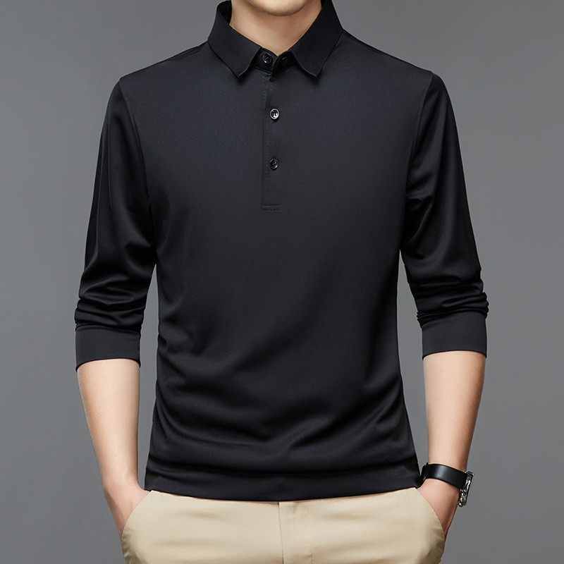 Mens Polos Men Polo Shirt Casual Business Tops Solid Shirts Long Sleeve Homme Fashion Korean Slim Lapel Tee 230609