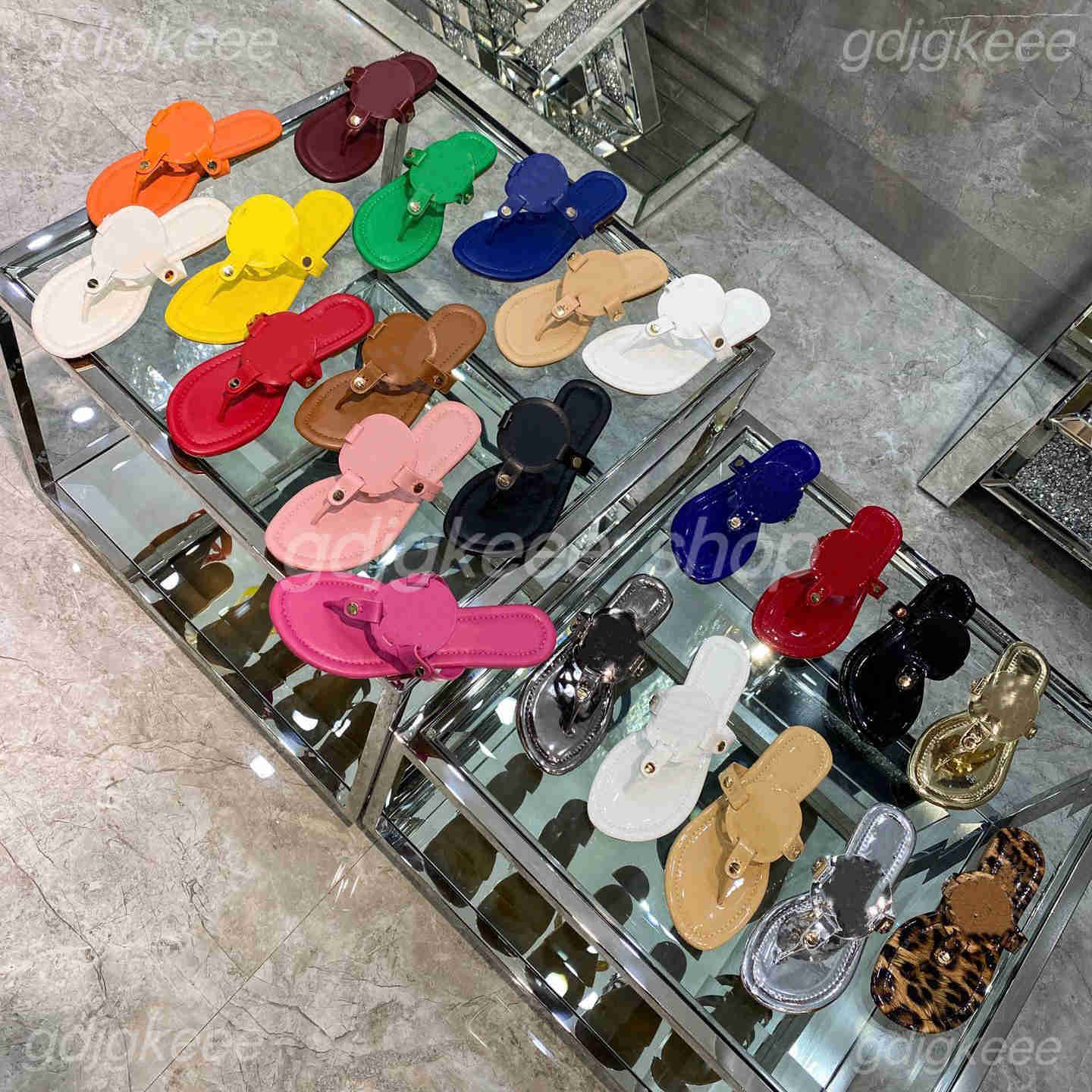 Tory sandals women TB slippers luxury designer sandals flat shoes Hollowed Out Sandals Pattern Flats Flip Flops Fashion Tories Slides Rubber 35-41 with box