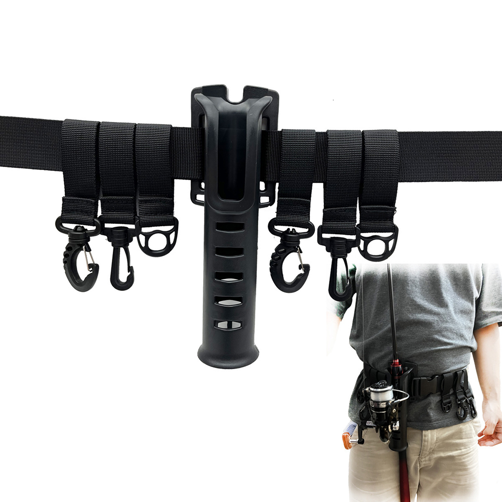 Fishing Hooks D Ring Hook Waist Belts Nylon Webbing Rod Holder Belt Multi function Tools Assist Tackle Sea Accessories 230609