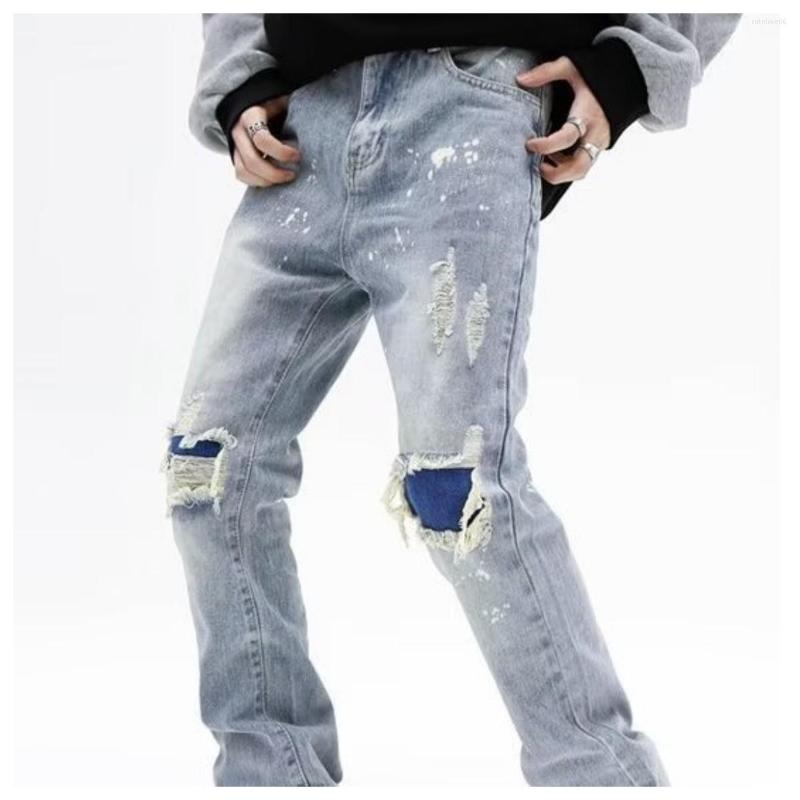 Men's Jeans Ripped Y2k Streetwear Pants Men Trousers Slim Harajuku Man Hip Hop Men's Fashion Baggy Grunge Trendyol Stacked Clothing
