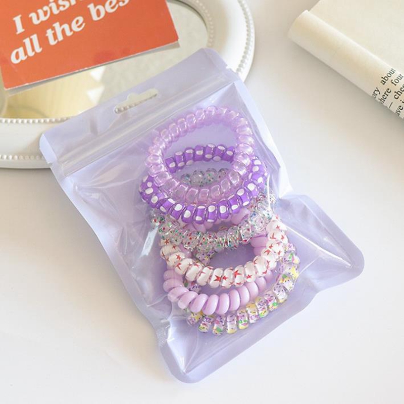 Hair Ties Candy Colors Spiral Bracelets Phone Cord Ponytail Holders Elastic Hairband Hair Coils Hair Accessories 6pcs a bag 5 Colors DW6880