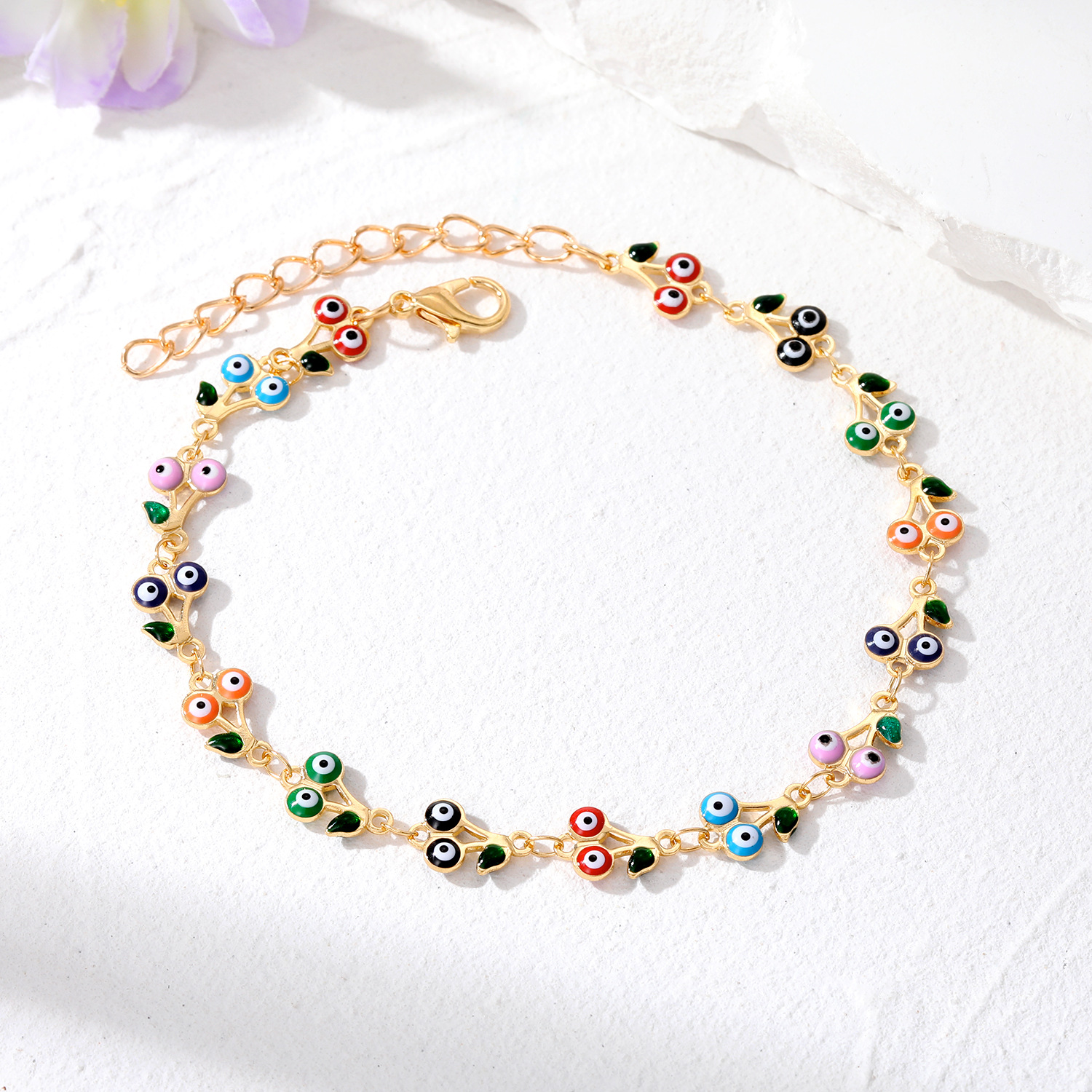 Turkish Evil Eye Bracelets For Women Lucky Blue Eye Fatima Hand Adjustable Chain Bangle Bracelet