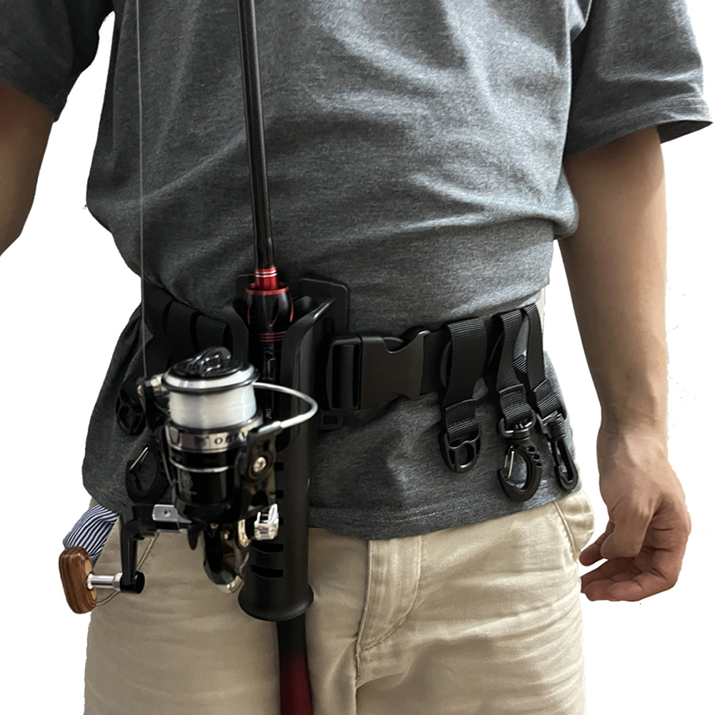 Fishing Hooks D Ring Hook Waist Belts Nylon Webbing Rod Holder Belt Multi function Tools Assist Tackle Sea Accessories 230609