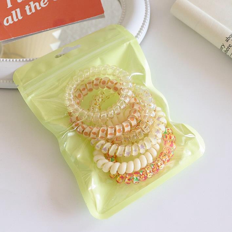 Hair Ties Candy Colors Spiral Bracelets Phone Cord Ponytail Holders Elastic Hairband Hair Coils Hair Accessories 6pcs a bag 5 Colors DW6880