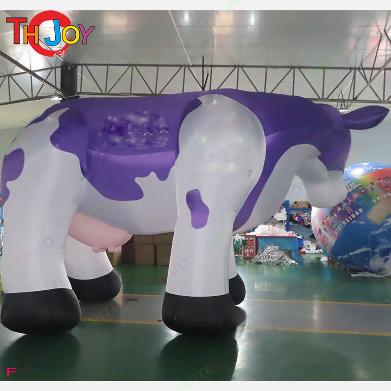 wholesale Outdoor Activities Customizable purple color twist neck cow giant inflatable animal milk cow cattle for farm advertising