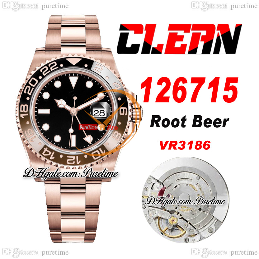 Clean GMT VR3186 Root Beer Automatic Mens Watch CF 18K Rose Gold Brown Ceramic Coke Bezel Black Dial 904L OysterSteel Bracelet Super Edition Same Card Puretime e5, 10blnr-0002
Clean GMT VR3186 Root Beer Automatic Mens Watch CF 18K Rose Gold Brown Ceramic Coke Bezel Black Dial 904L OysterSteel Bracelet Super Edition Same Card Puretime e5, 10blnr-0002
