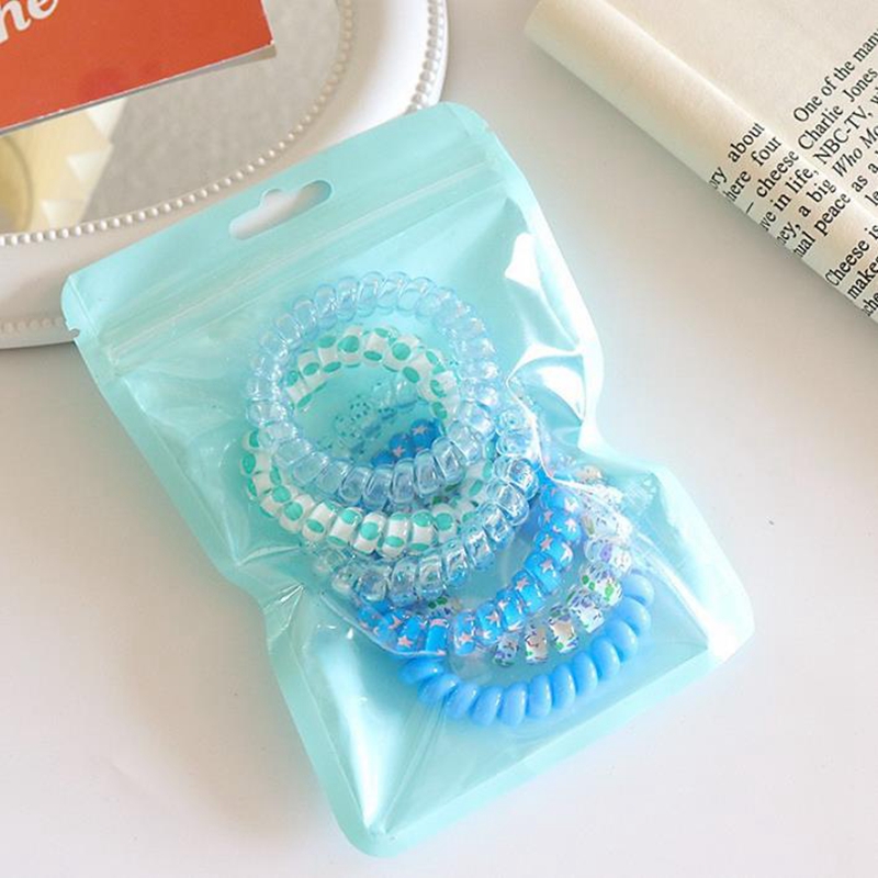 Hair Ties Candy Colors Spiral Bracelets Phone Cord Ponytail Holders Elastic Hairband Hair Coils Hair Accessories 6pcs a bag 5 Colors DW6880
