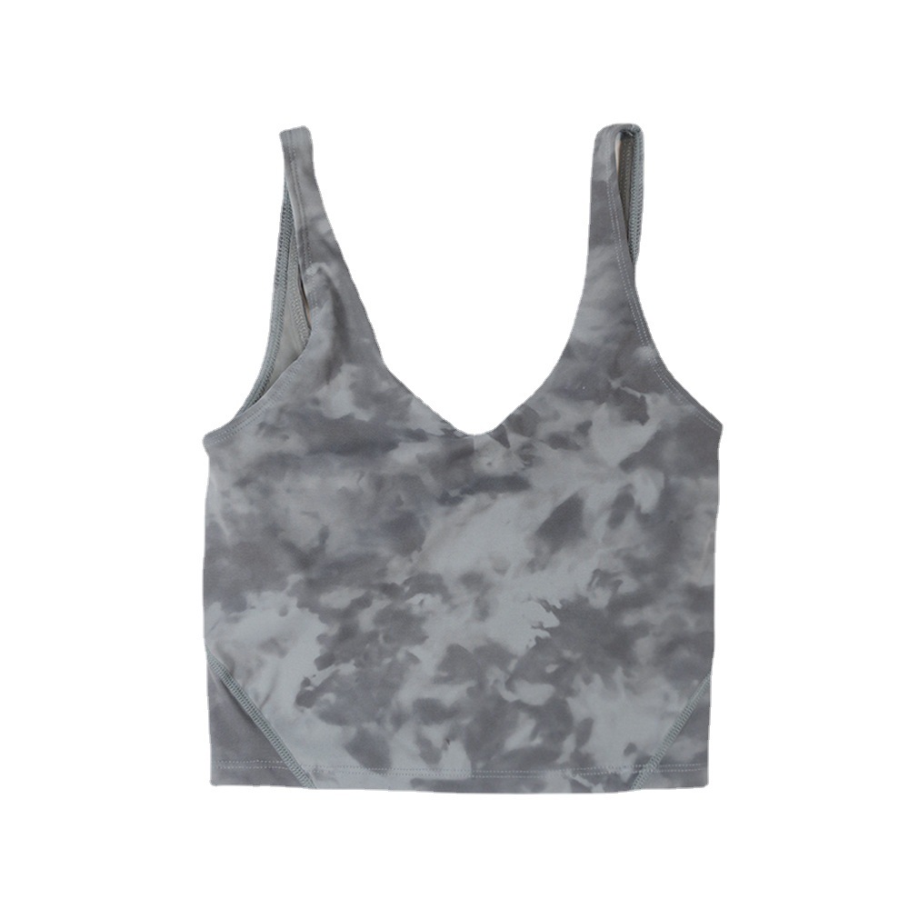 Tie Dye Vest for Women Sports Quick Drying U-bra Fitness Yoga Beauty Jogging with Chest Pad