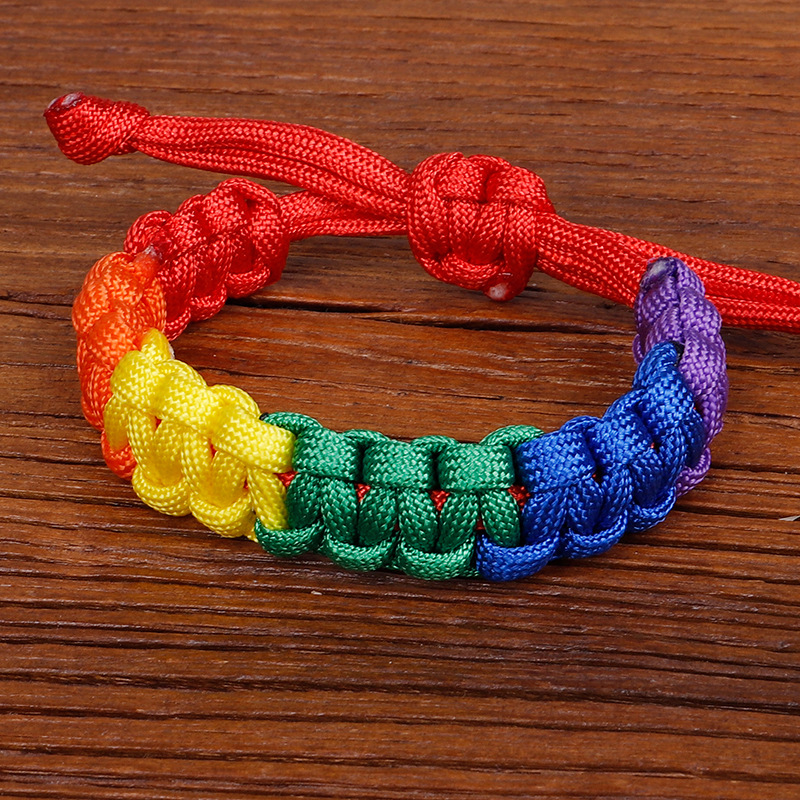 Handmade Adjustable Rainbow Paracord Bracelet for Men Women Gift