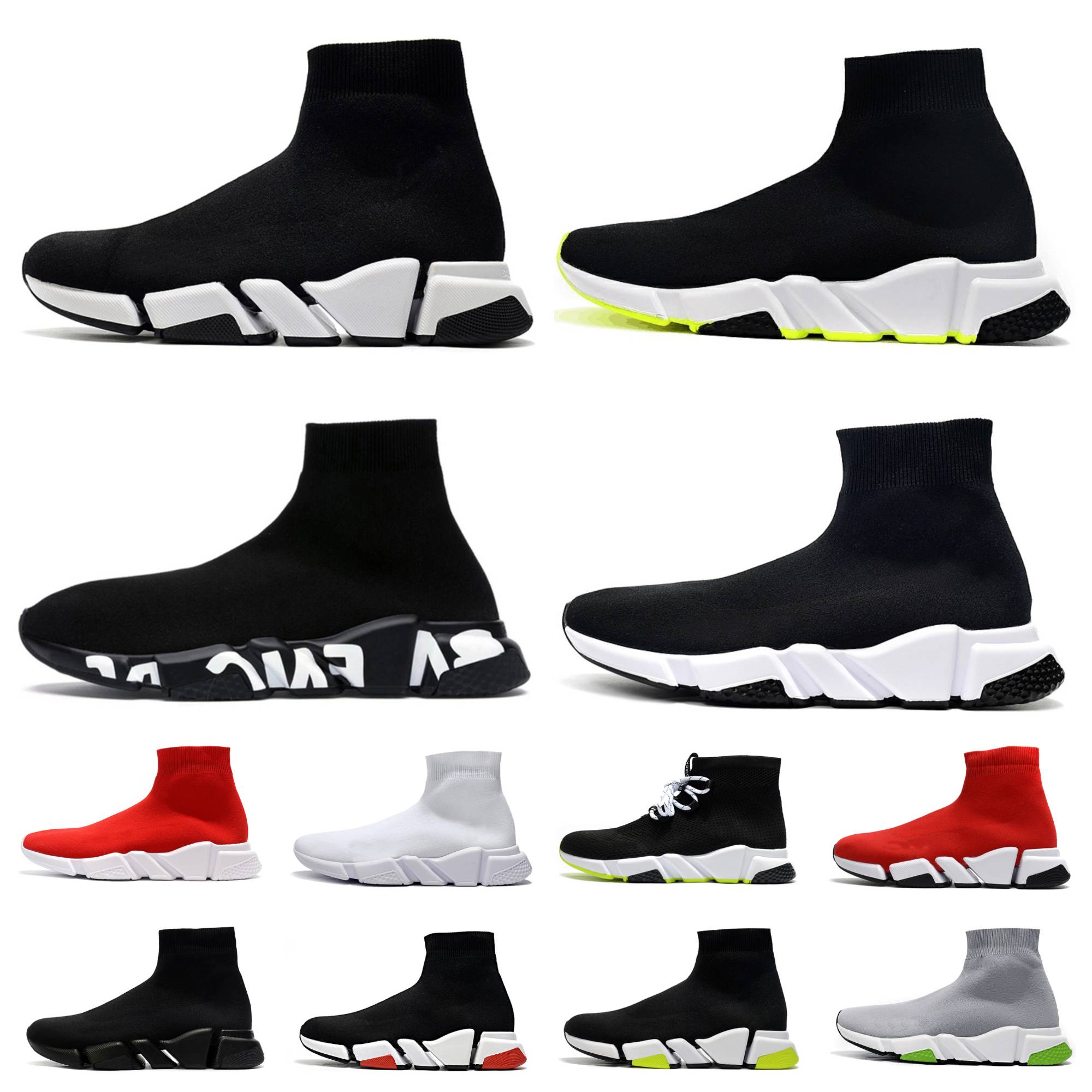 

Designer socks shoes Men Speeds Graffiti Trainers 1.0 2.0 Platform mens runner Lace Up black white Neon sock shoe womens Sneaker Classic speed trainer Casual sneakers, Bubble package bag