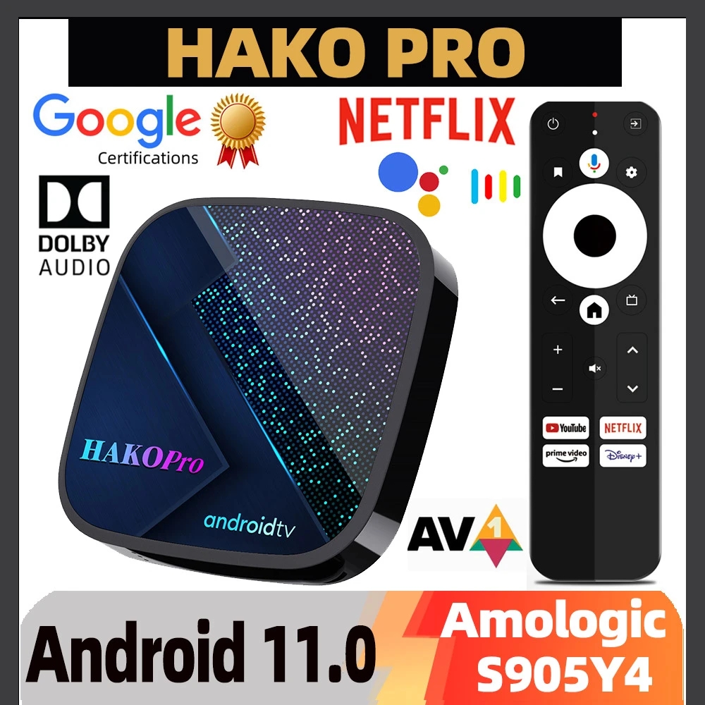 HAKO Pro Smart TV Box Android 11 Amlogic S905Y4 4GB 32GB TVBOX Google Certified Support Netflix AV1 Dolby Dual Wifi
HAKO Pro Smart TV Box Android 11 Amlogic S905Y4 4GB 32GB TVBOX Google Certified Support Netflix AV1 Dolby Dual Wifi
