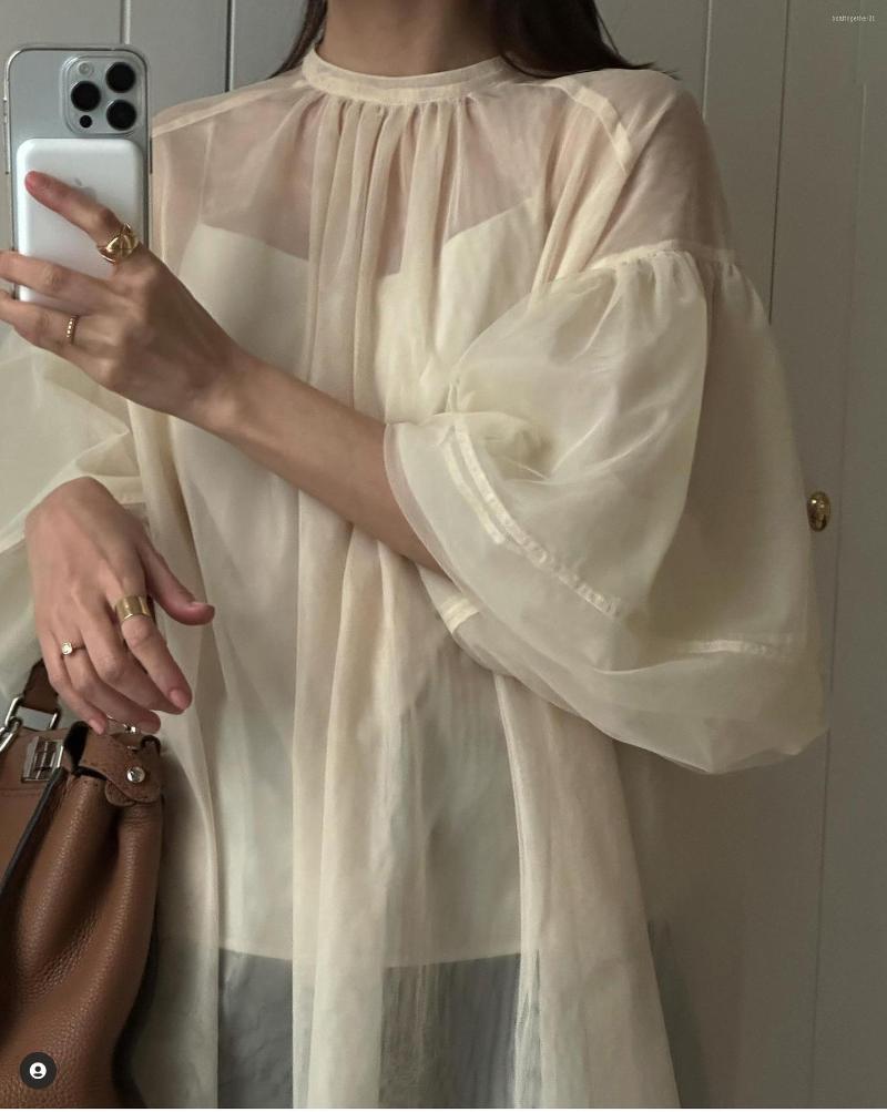 Women' Blouses Lantern Sleeve Translucent Summer Women Shirt Casual Fashion Girls Tops And Blouse Female Harajuku Loose Stand Collar, Apricot
Women' Blouses Lantern Sleeve Translucent Summer Women Shirt Casual Fashion Girls Tops And Blouse Female Harajuku Loose Stand Collar, Apricot
