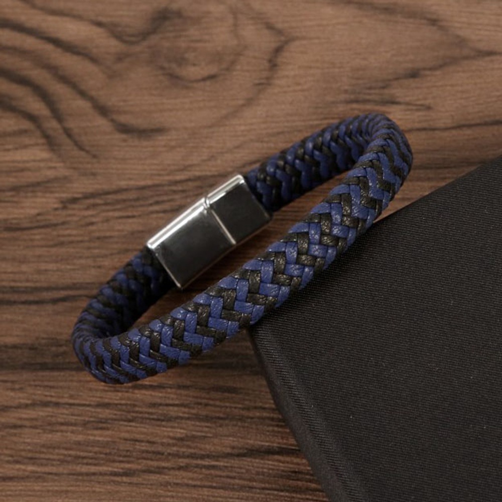 Simple Design White Black Blue Leather Bracelet Jewelry for Women Gift