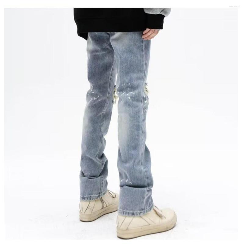 Men's Jeans Ripped Y2k Streetwear Pants Men Trousers Slim Harajuku Man Hip Hop Men's Fashion Baggy Grunge Trendyol Stacked Clothing