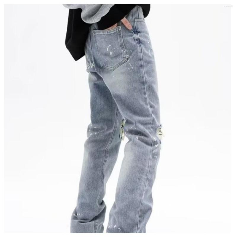 Men's Jeans Ripped Y2k Streetwear Pants Men Trousers Slim Harajuku Man Hip Hop Men's Fashion Baggy Grunge Trendyol Stacked Clothing