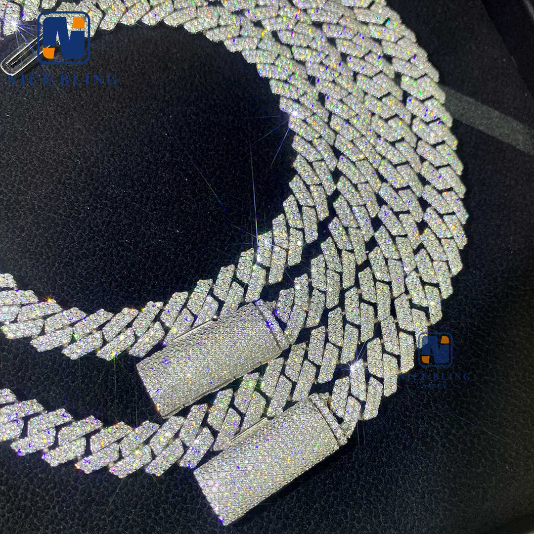 8mm 10mm Hip Hop Necklace Fashion Style S Vvs Iced Out Jewelry Moissanite Dia Cuban k Chain