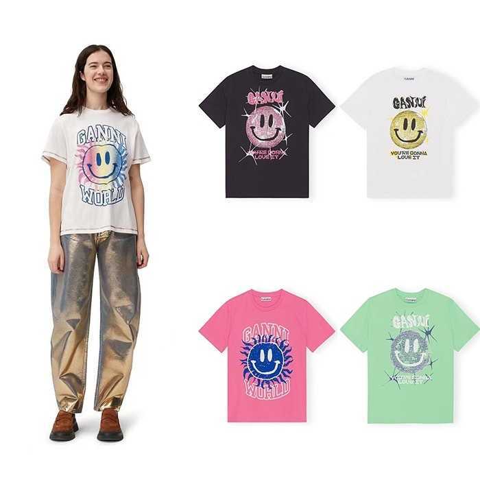 Ganni 2023SS Designer T shirt New Summer Cotton Letter Funny Print Pullover Fashion Round Neck Loose Versatile Casual Tees for Women, 01
Ganni 2023SS Designer T shirt New Summer Cotton Letter Funny Print Pullover Fashion Round Neck Loose Versatile Casual Tees for Women, 01