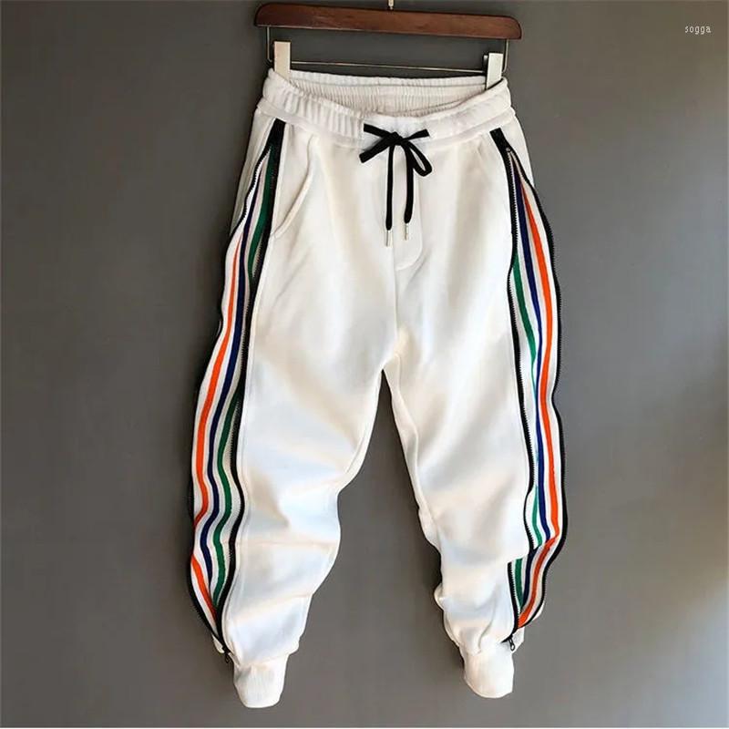Men's Pants Hip Hop Streetwear Men Striped Patchwork Harem Korean Loose Fit Cuffed Jogger Sweatpants Trousers For Male