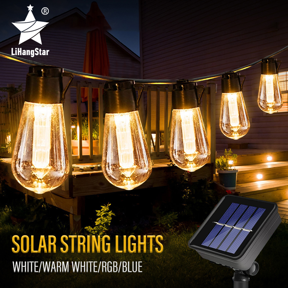 Garden Decorations LED Solar String Lights IP65 Waterproof Outdoor Christmas Decoration Bulb Retro Holiday Garland Furniture Fairy Lamp 230609