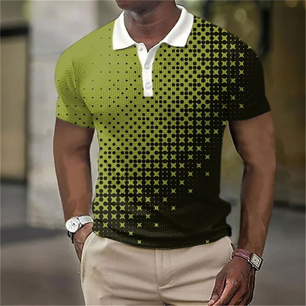 Mens Polos Polo Shirt Golf Shirts Plaid Turndown 3d Print Tees Streetwear Short Sleeve Buttondown Fashion Clothing Casual Blouse Top 230609