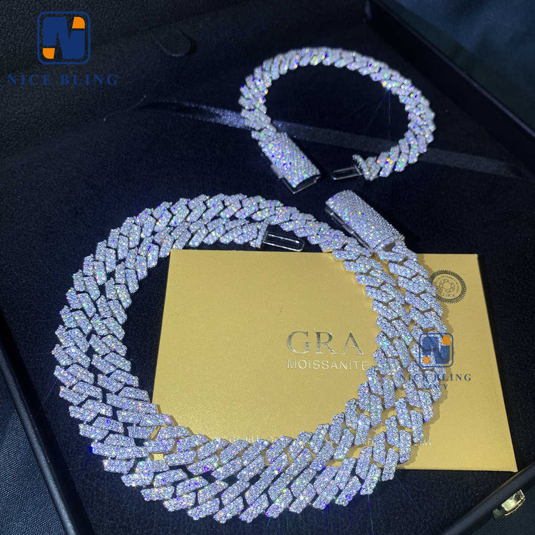 8mm 10mm Hip Hop Necklace Fashion Style S Vvs Iced Out Jewelry Moissanite Dia Cuban k Chain