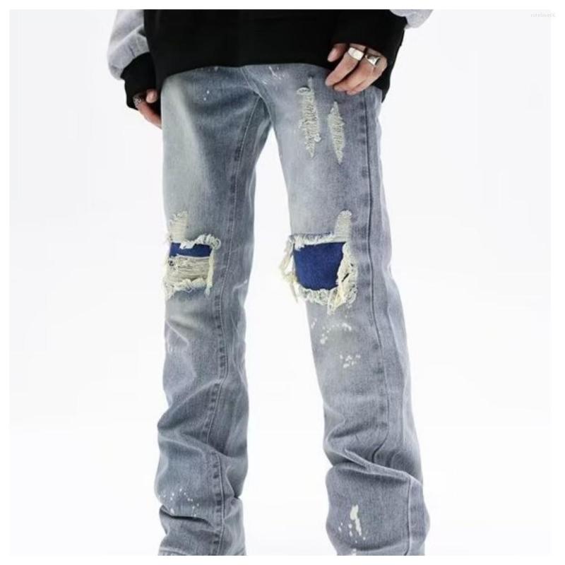 Men's Jeans Ripped Y2k Streetwear Pants Men Trousers Slim Harajuku Man Hip Hop Men's Fashion Baggy Grunge Trendyol Stacked Clothing