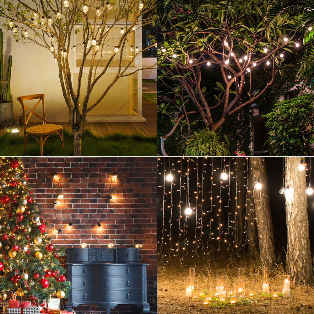 Garden Decorations LED Solar Light Outdoor Garland Street G50 Bulb String As Christmas Decoration Lamp For Indoor Holiday Lighting 230609