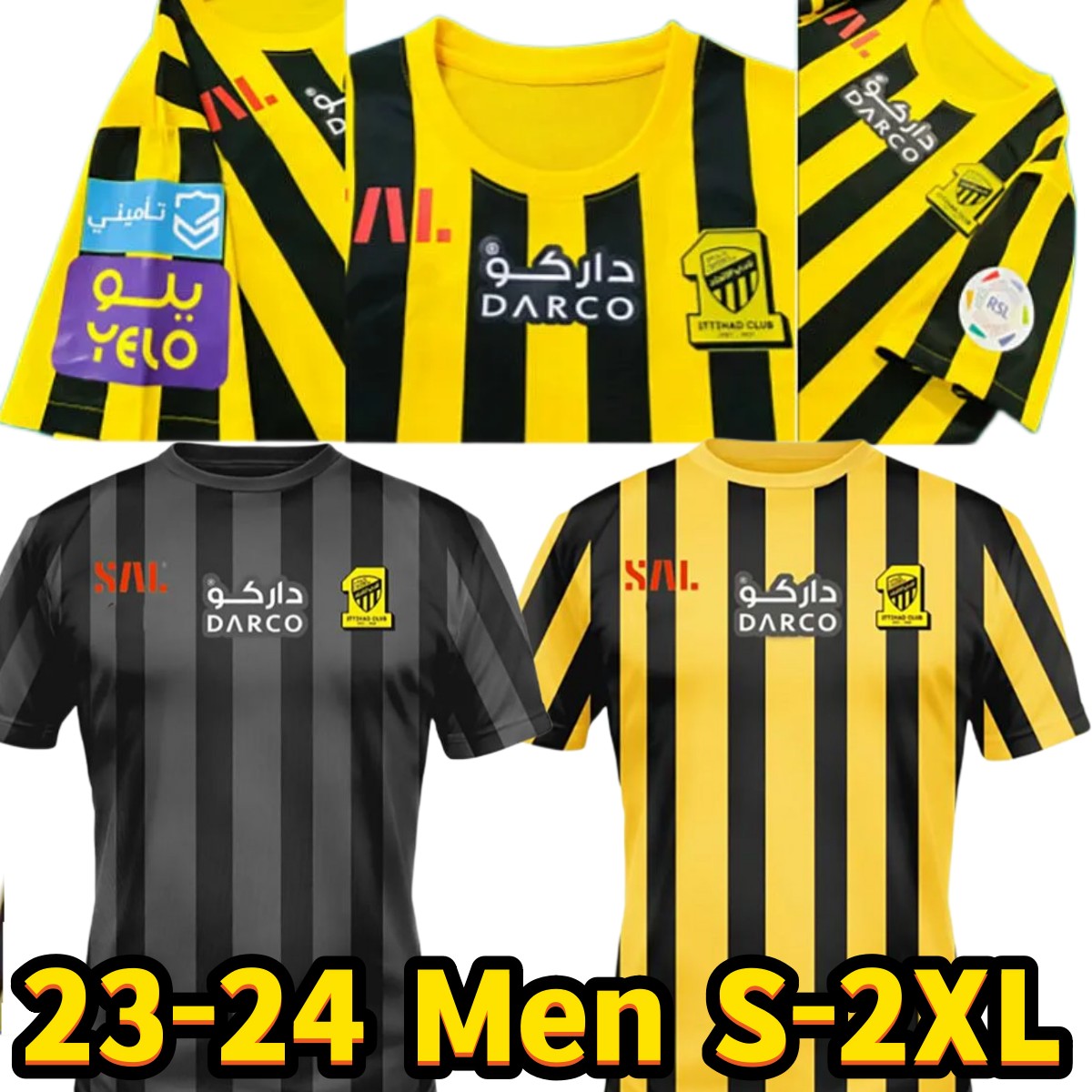 23 24 Al Ittihad FC BENZEMA Soccer Jerseys Hamdallah Romarinho Camara Home Away Jerseys Costa Coronado Hegazy 2023 2024 Men Football Shirts, 2023 away
23 24 Al Ittihad FC BENZEMA Soccer Jerseys Hamdallah Romarinho Camara Home Away Jerseys Costa Coronado Hegazy 2023 2024 Men Football Shirts, 2023 away